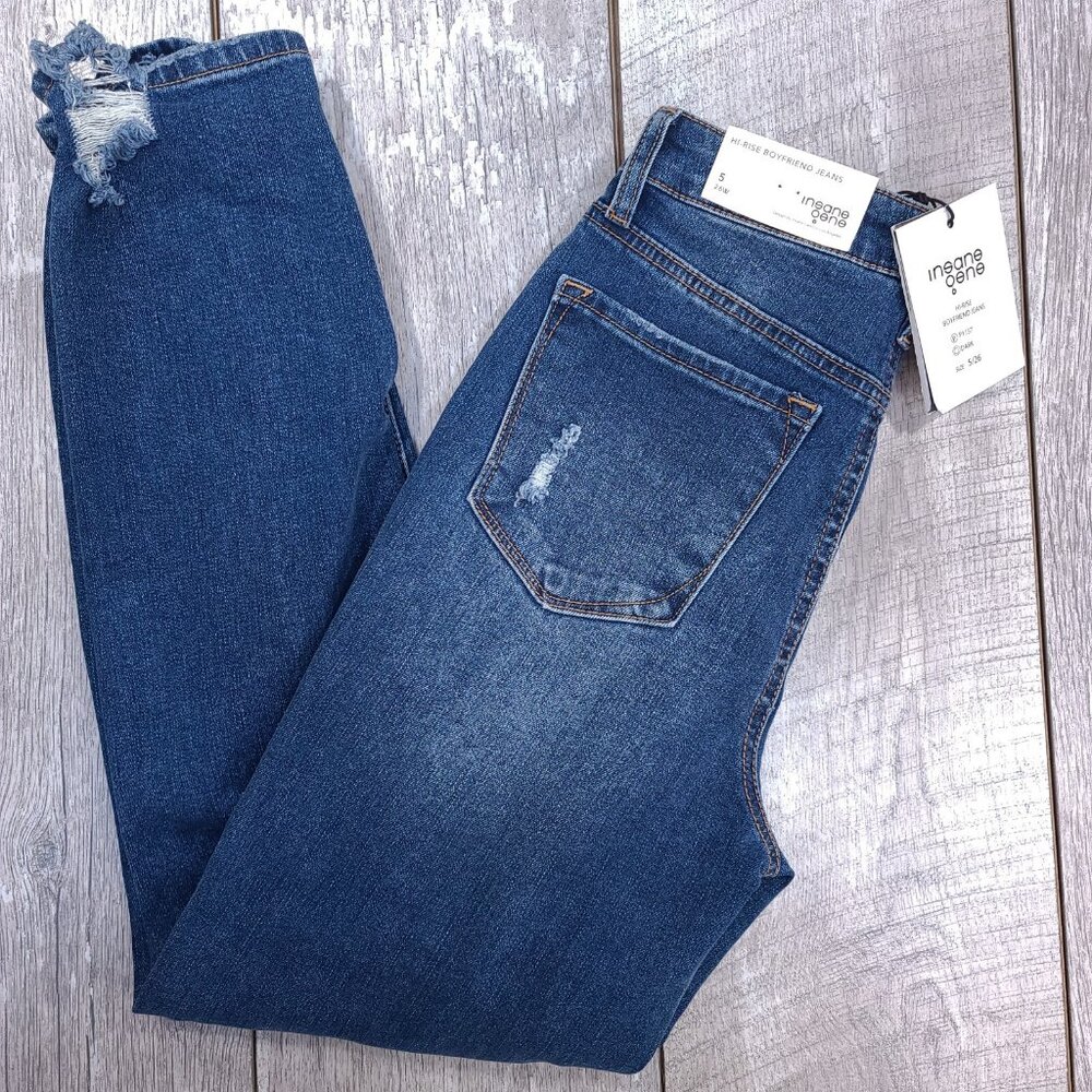 Insane Gene Jeans Womens 5 26 Boyfriend High Waisted Distressed Denim Biker